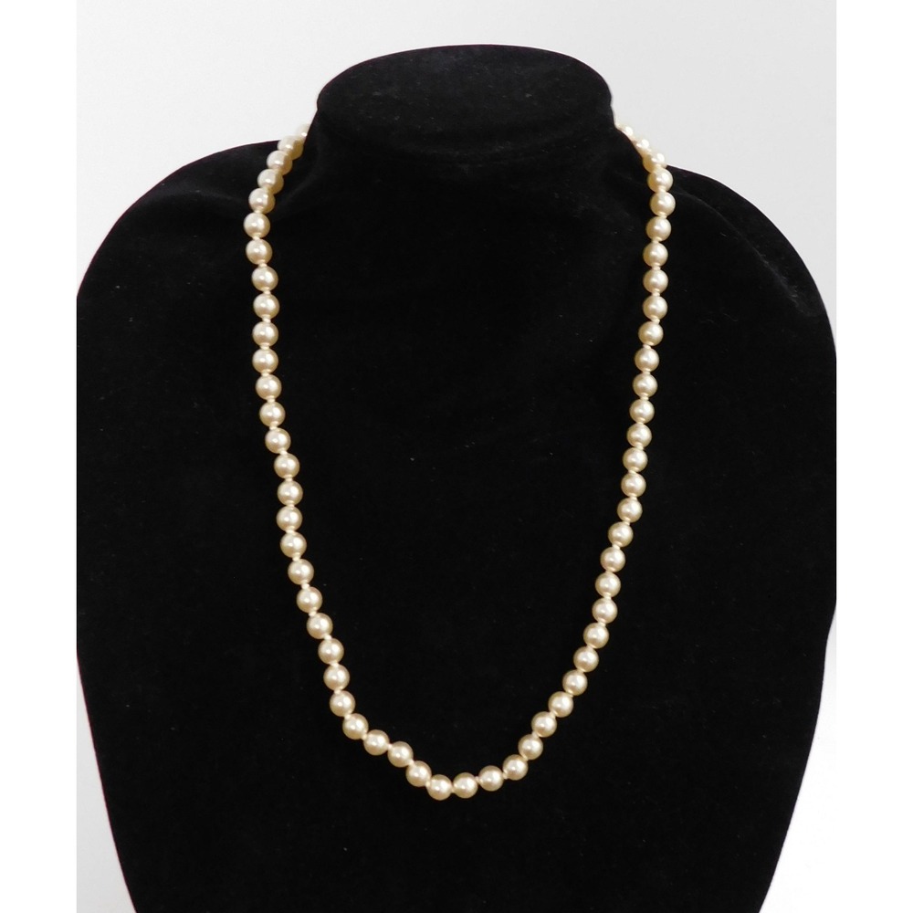 CAROLEE VINTAGE CHAMPAGNE FAUX 7.7mm PEARLS 24" NECKLACE